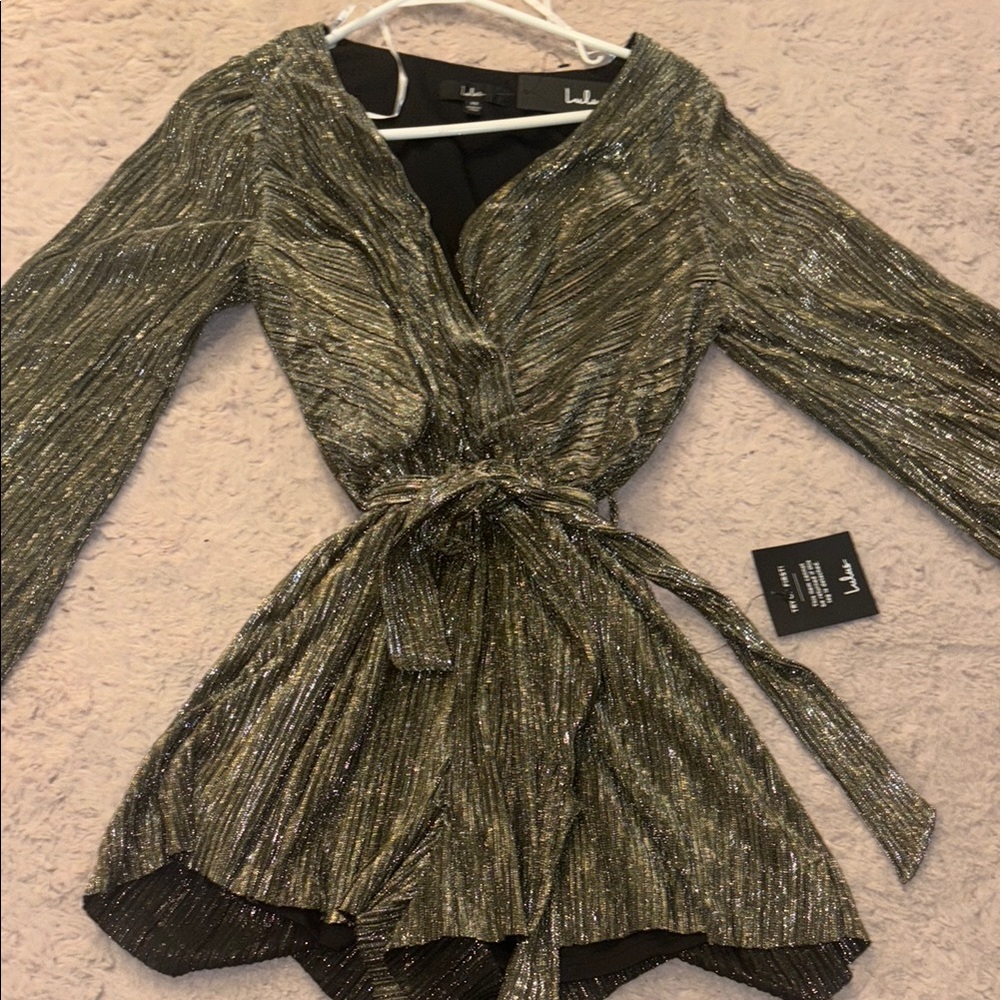 Lulu's Metallic Wrap Dress